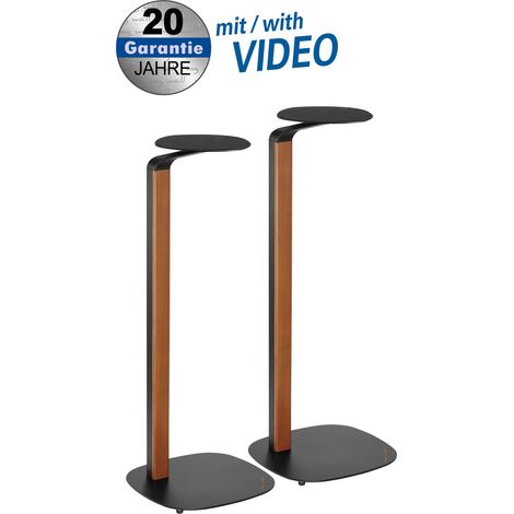 myWall HS 20 soporte de altavoz Piso Plástico, Acero Negro, Madera