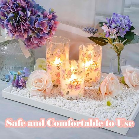 Candela a LED con motivo floreale: candela a LED senza fiamma con telecomando, a batteria, ideale per matrimoni e decorazioni da tavola. (1/5)