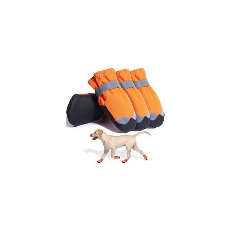 Chaussures, bottes et protège-pattes pour chiens, imperméables, orange, pour la neige et l'hiver, pour chiens de grande et moyenne taille. (1/4)
