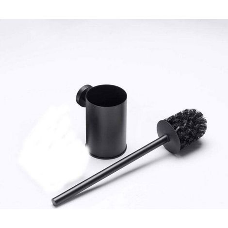 Brosse WC suspendue - - Noir - Acier inoxydable 304 - 38x9x13 cm - Support mural - Design contemporain Noir (1/4)