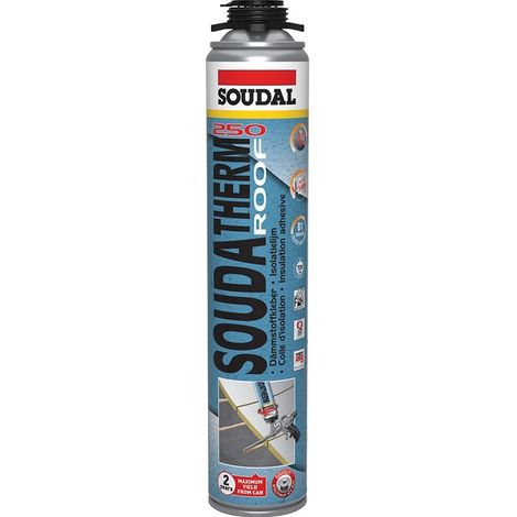 Soudal Soudatherm Roof 250 colle mousse PU pour isolation de toiture – Application au pistolet – 800 ml