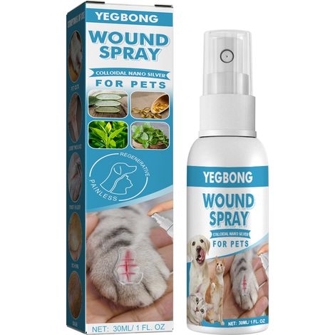 Pet wound spray for dogs and cats, treating and caring for scratches and rashes, and providing antibacterial protection -- 30ml (1/5)