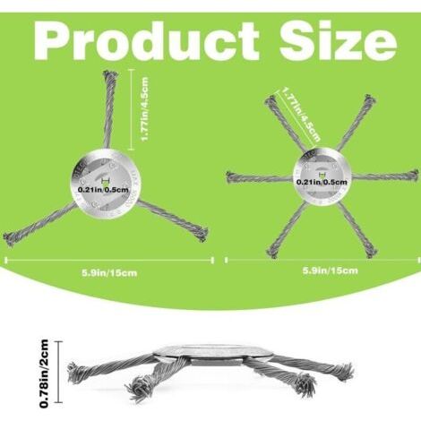 Lot de 2 têtes de coupe-bordures en fil d'acier de 15 cm, remplacement pour débroussailleuse électrique sans fil à batterie, coupe-herbe