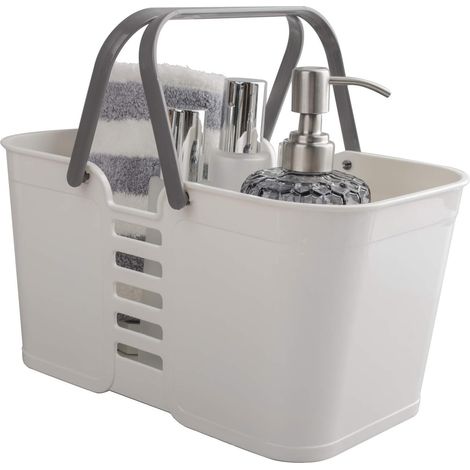 Panier De Rangement En Plastique - 25,4 X 15,5 X 14,7 Cm - Pour Salle De Bain Et Cuisine - Avec Poignées Et Trous D’Évacuation - 1 Pièce (1/5)