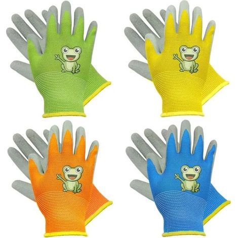 4 Paires Gant Jardinage Enfant, Gants Jardinage Enfant Épais Résistants à l'Usure Antidérapants, Camping, Jardinage(M, 5-7 ans) (1/5)