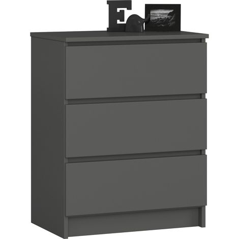 Cómoda AKORD K60 Grafito Gris 60 cm 3 cajones frente en color Gris Grafito 60x40x77 cm