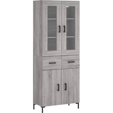 Credenza cassettiera mobile contenitore organizer cucina soggiorno salotto alto sonoma 695 x 34 x 180 cm legno ingegnerizzato grigio 020035562