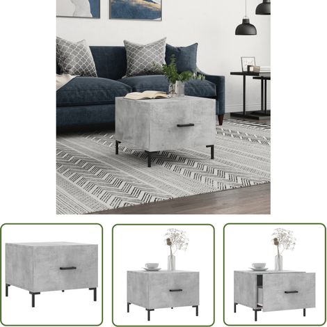 The Living Store Table basse gris béton 50x50x40 cm bois d'ingénierie - Table Basse - Meuble Salon - Table D'appoint - Table Design - Table Grise (1/5)