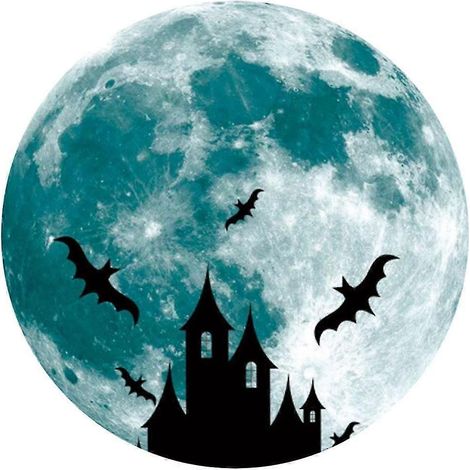 Sticker mural décoratif lumineux pour chambre d'enfant, décoration d'Halloween, adhésif pour plafond ou mur, porte, fenêtre, chambre, fête-moon castle (1/5)