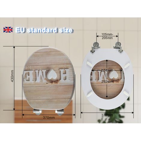 Abattant WC ovale universel en MDF avec fermeture freinée et charnières réglables en alliage de zinc, facile à nettoyer et à installer (1/5)