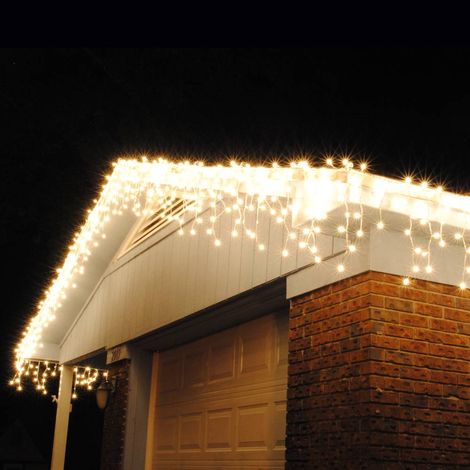 Rideau lumineux LED stalactite 10 m Blanc Chaud
