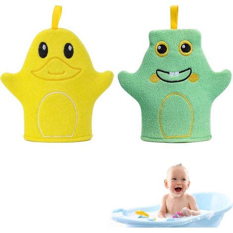 Simpatici guantini da bagno per neonati, guanti da bagno per bambini, 2 salviette per baby shower e bagnetto (1/5)