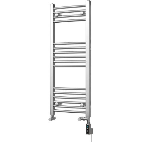 Zennor - Chrome Dual Fuel Towel Rail H1000mm x W400mm Thermostatic WIFI - Curved (1/3)