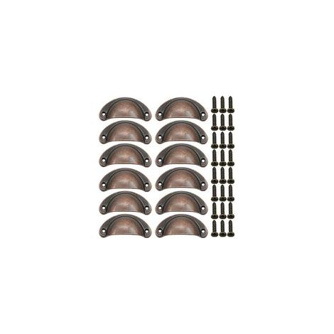 Set di 12 maniglie per mobili, viti incluse, ideali per cassettiere, armadi, toelette e credenze. - Crezuo