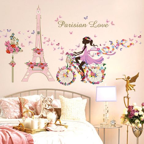 Eiffelturm-Wandtattoos in Paris, wiederablösbare Aufkleber, wiederverwendbare Wanddekoration für ein Mädchenzimmer (1/5)