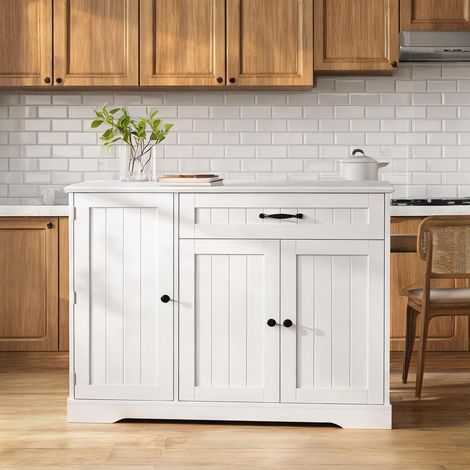 Buffet coloris blanc en MDF 107 x 40 x 83,4 cm (1/5)