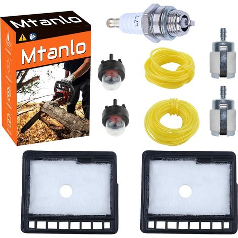 Kit de filtre à air 13031039132 pour tronçonneuse Echo CS-300 CS-301 CS-305 CS-306 CS-340 CS-341 avec filtre à air, filtre à essence, bougie d'allumage, tuyau d'huile, paire de (1/5)