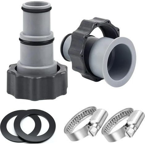 Adaptateur de piscine A - Adaptateur de tuyau de piscine 38 mm et 32 mm - Embout de tuyau d'accessoire de piscine avec joint d'étanchéité (lot de 2) (1/4)