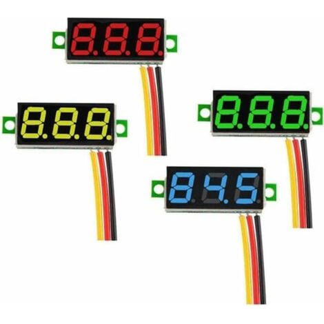 Mini voltmètre numérique 0,28", afficheur LED 3 fils, mesure tension continue 0-100V DC, panneau de contrôle, voltmètre DC miniature, écran LED, pack de 4 (1/5)