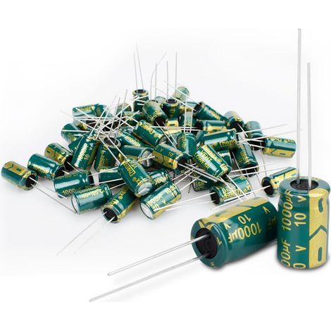 50 Pcs - Condensateur Électrolytique - Aluminium Radial - 1000uF 10V Pour Alimentation Audio Et Électronique Noir (1/5)