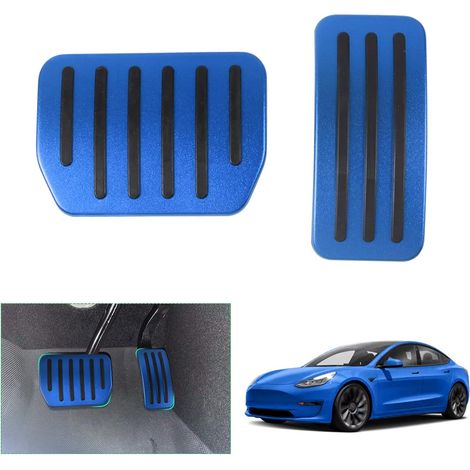 Anwendbares Tesla Model Y Juniper 2025 2026/ Model 3 2022-2025 2026 Gas- und Bremspedale, Model 3 Highland-Pedalkappen, Fußstützen-Abdeckplatte, Tesla Model Y 2025 Zubehör (blau) (1/5)