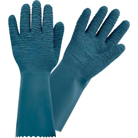 ROSTAING PROTECTMAX - Guanti lunghi da giardinaggio per rose e piccoli spinosi in lattice, protezione impermeabile, ideali per la taglia dei pungenti, guanti di protezione, colore: verde blu