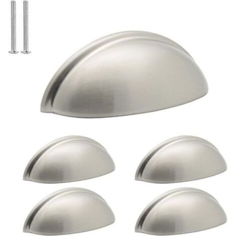 Poignées de poubelle de cuisine, poignées de placard, finition nickel brossé - entraxe de 3 pouces (5 pièces) (1/4)