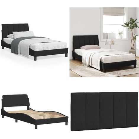 Lit avec matelas noir 100x200 cm velours - Lit Double - Lit Plateforme - Lit Design - Lit Velours - Literie - Home & Living (1/5)