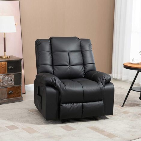 Poltrona massaggiante elettrica reclinabile in similpelle, legno e acciaio, nera 94 x 99 x 99 cm (1/5)