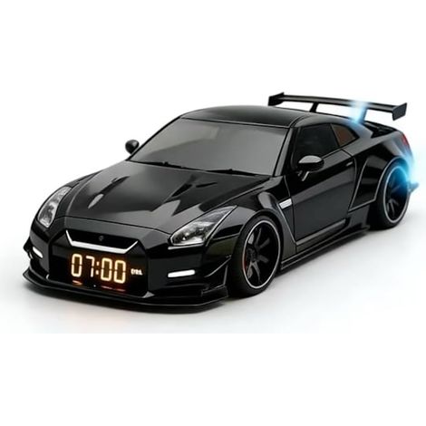 Réveil Hypercar, effets réalistes de moteur et de lumière, ornement de voiture de sport, réveil voiture de sport avec affichage LED cristallin (noir) (1/5)