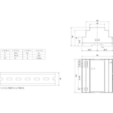 Alimentation LED régulée et ajustable série DR-100, alimentation à découpage sur rail DIN série DR-100-24 (1/4)