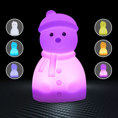 Veilleuse bonhomme de neige silicone 3D multicolore, lampe LED décorative énergie A+ (1/3)