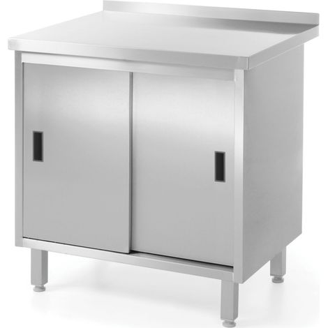 Table de travail de cuisine avec meuble en acier, portes coulissantes, 120x60cm - Hendi 811665