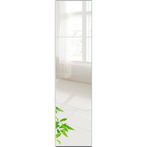 Miroirs Carrés 30x30 CM Miroir Mural Mosaique Carré Lot de 4 pour Porte, Salle de Bain, Salon (1/5)