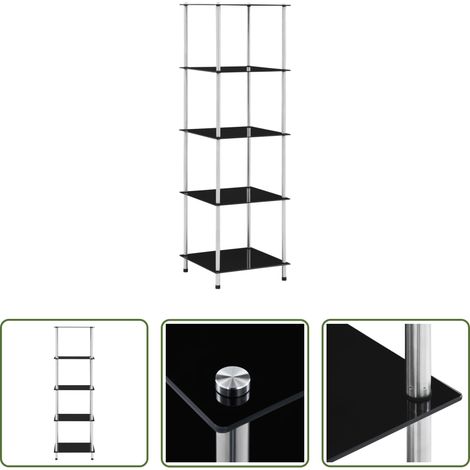 vidaXL Wohnzimmerregal -  Regal mit 5 Ablagen Schwarz 40x40x130 cm Hartglas (1/5)