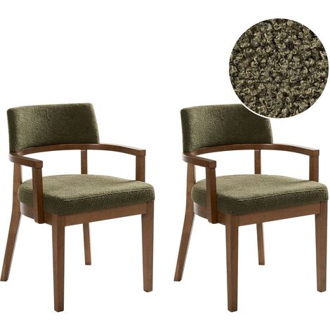Set di 2 sedie da pranzo in Boucle verde e marrone scuro Dalbo