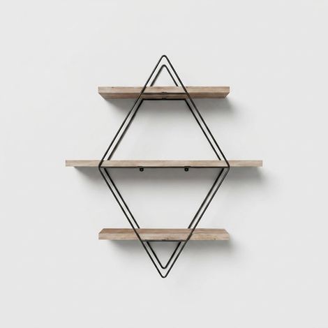 Wandregal aus Massivholz und Metall cm-028-srk (1/3)