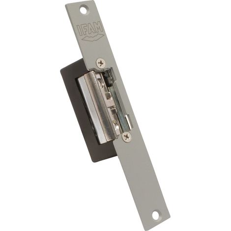 Serrure électrique E-Strike, Ouvre-porte réversible symétrique, largeur 21 mm, loquet réglable, avant long gris, porte en bois intérieur extérieur (1/5)