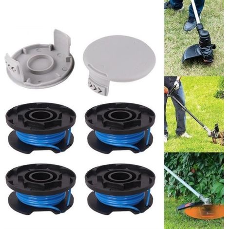 Bobine de Rechange - 0,065 mm - 3,3 m - Pour Tondeuse Sans Fil Ryobi 18V 24V 40V - 4 Bobines + 2 Capuchons (1/4)