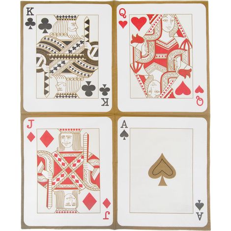Serviettes en Papier Lot de 20 - Idéal Soirée Poker, Fête à Thème Cartes, Décorations Table Jeu de Cartes Géant, Motifs Roi, Dame, Valet, As - Dimensions 33 x 33 cm (1/5)
