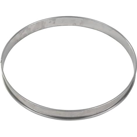 1 Cercle à tarte Inox, Bord roulé, Épaisseur 4/10ème, Diamètre 20 cm, Pour pâtisserie sucrée et salée