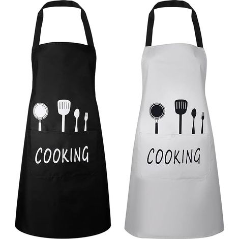 Tablier de Cuisine,Reglable avec 2 Poche, Unisexe Chefs Cuisine Cadeau pour Anniversaire Mariage,Etanche Réglable Tablier pour Homme Femme,Tabliers Chef,Tablier pour Chef,Boulanger,Serveurs,2PC (1/5)