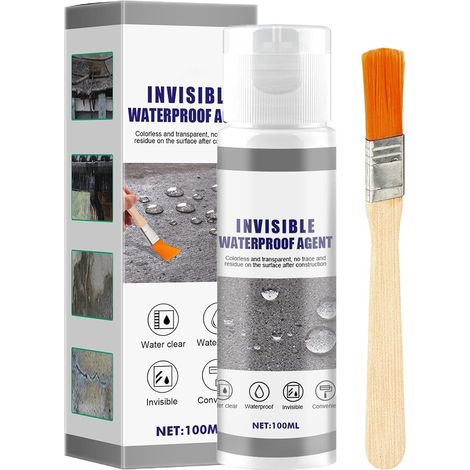 Agent Imperméabilisant Invisible Longue Durée avec Pinceau  Revêtement Étanche Anti-Fissures pour Toits Camping-cars Bateaux Appui de Fenêtre Salle de Bain Plafond et (1/5)