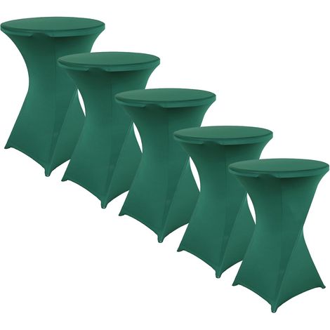 Lot de 5 Housses Extensibles en élasthanne pour Table de Bistro, Table de Bar, Mariage, renforcement des Pieds, pour Table de Bistro, Cocktail (Vert foncé, diamètre 80-85 cm) (1/5)
