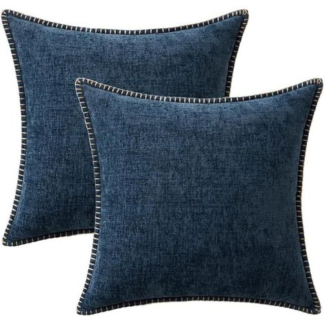 Taie d'oreiller à points triangulaires, 45 x 45 cm, bleu foncé (1/5)