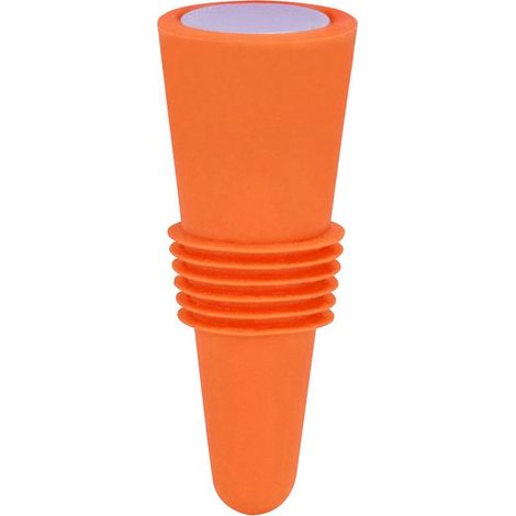 Bouchon de Vin en Silicone Alimentaire et Acier Inoxydable, 6.1x2.35cm, Décoratif et Réutilisable, Orange (1/5)