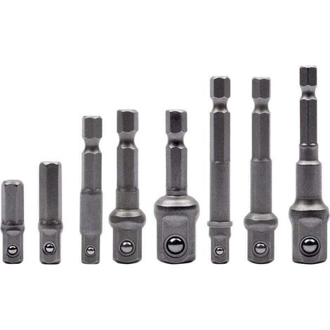 Set di 8 adattatori, portabussole XU, 1/4"-3/8"-1/2", prodotto di qualità superiore, durevole e affidabile, materiali selezionati, conforme agli standard, facile da usare - KZQ (1/4)
