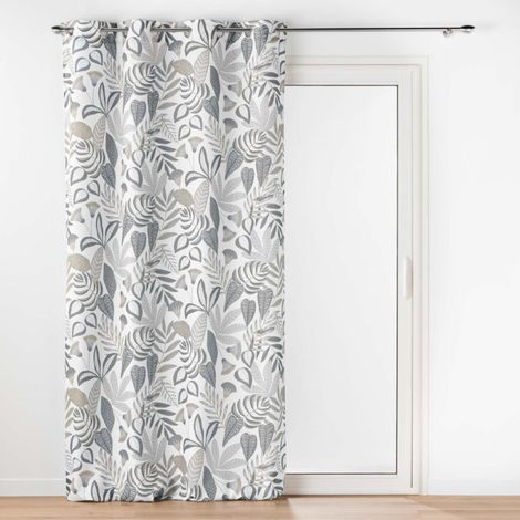 Paris Prix – Rideau à œillets imprimé végétal 140x280cm – 100% polyester – Lavable à 30° – Décoration moderne pour intérieur