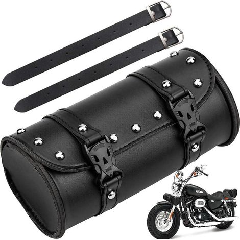 Universelle Motorrad Satteltasche aus PU Leder, wasserdicht, schwarz (1/5)
