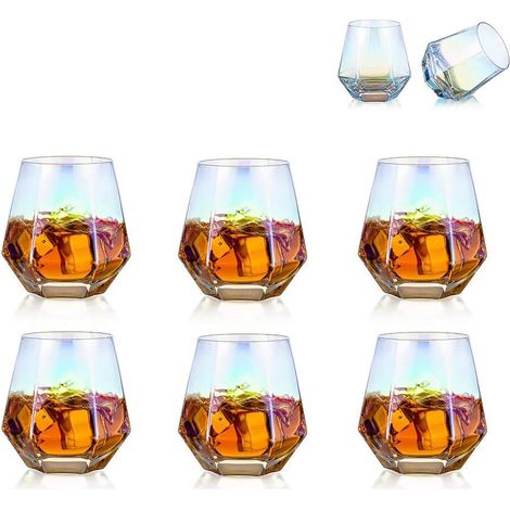 6 Verres à Whisky Géométriques Inclinés – 50° Diamant